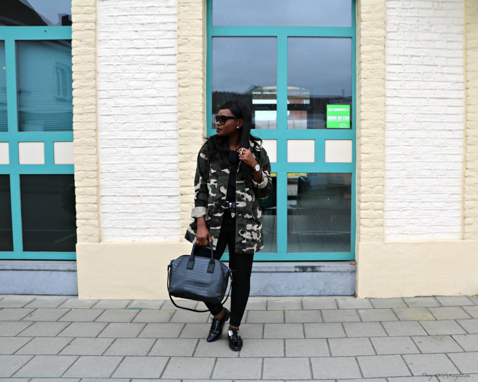 Camo Jacket & all black outfit